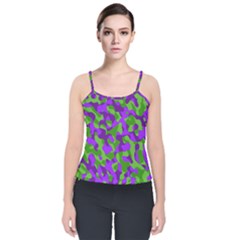 Purple and Green Camouflage Velvet Spaghetti Strap Top