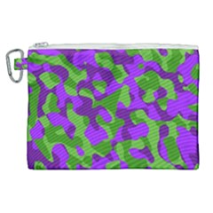 Purple And Green Camouflage Canvas Cosmetic Bag (xl) by SpinnyChairDesigns