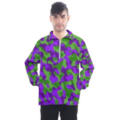 Purple and Green Camouflage Men s Half Zip Pullover