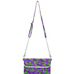 Purple And Green Camouflage Mini Crossbody Handbag by SpinnyChairDesigns