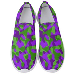 Purple And Green Camouflage Men s Slip On Sneakers by SpinnyChairDesigns