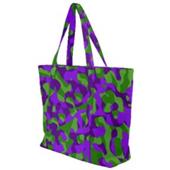 Purple and Green Camouflage Zip Up Canvas Bag