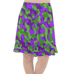 Purple And Green Camouflage Fishtail Chiffon Skirt by SpinnyChairDesigns