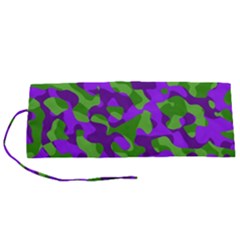 Purple And Green Camouflage Roll Up Canvas Pencil Holder (s) by SpinnyChairDesigns