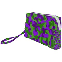 Purple and Green Camouflage Wristlet Pouch Bag (Small)