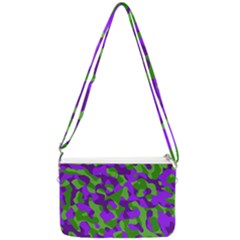 Purple And Green Camouflage Double Gusset Crossbody Bag by SpinnyChairDesigns