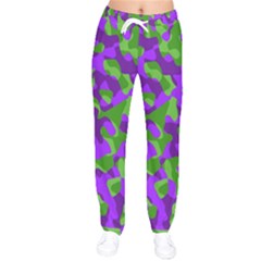 Purple and Green Camouflage Women velvet Drawstring Pants