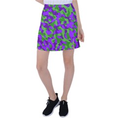 Purple And Green Camouflage Tennis Skirt by SpinnyChairDesigns