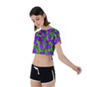 Purple and Green Camouflage Tie Back Short Sleeve Crop Tee View2