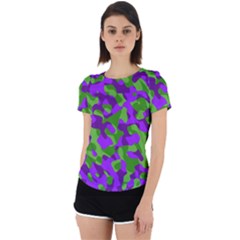 Purple and Green Camouflage Back Cut Out Sport Tee