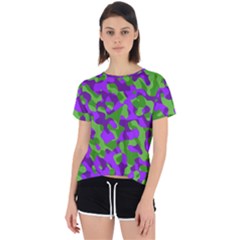 Purple And Green Camouflage Open Back Sport Tee