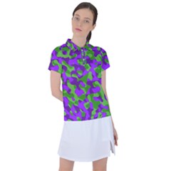 Purple And Green Camouflage Women s Polo Tee