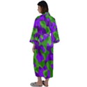 Purple and Green Camouflage Maxi Satin Kimono View2