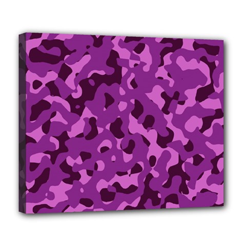 Dark Purple Camouflage Pattern Deluxe Canvas 24  X 20  (stretched) by SpinnyChairDesigns