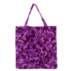 Dark Purple Camouflage Pattern Grocery Tote Bag by SpinnyChairDesigns