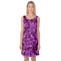 Dark Purple Camouflage Pattern Sleeveless Satin Nightdress by SpinnyChairDesigns