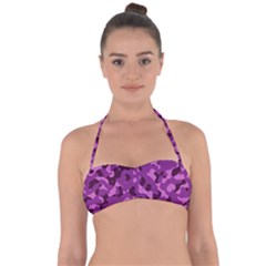 Dark Purple Camouflage Pattern Halter Bandeau Bikini Top by SpinnyChairDesigns