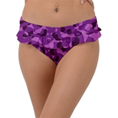 Dark Purple Camouflage Pattern Frill Bikini Bottom by SpinnyChairDesigns