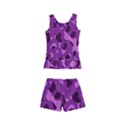 Dark Purple Camouflage Pattern Kids  Boyleg Swimsuit View2