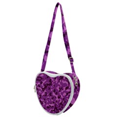 Dark Purple Camouflage Pattern Heart Shoulder Bag by SpinnyChairDesigns