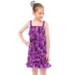 Dark Purple Camouflage Pattern Kids  Overall Dress by SpinnyChairDesigns