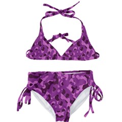 Dark Purple Camouflage Pattern Kids  Classic Bikini Set by SpinnyChairDesigns