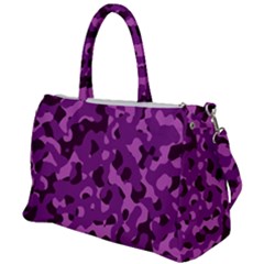 Dark Purple Camouflage Pattern Duffel Travel Bag by SpinnyChairDesigns