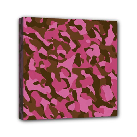 Pink And Brown Camouflage Mini Canvas 6  X 6  (stretched) by SpinnyChairDesigns