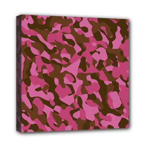 Pink And Brown Camouflage Mini Canvas 8  X 8  (stretched) by SpinnyChairDesigns