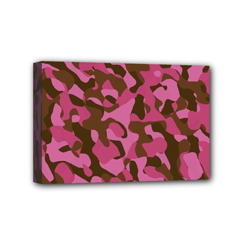 Pink And Brown Camouflage Mini Canvas 6  X 4  (stretched) by SpinnyChairDesigns