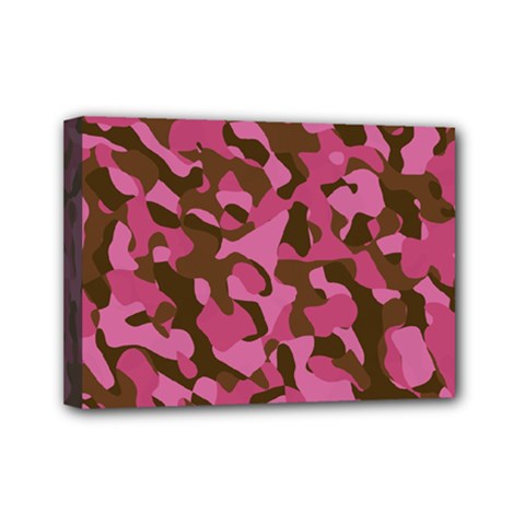 Pink And Brown Camouflage Mini Canvas 7  X 5  (stretched) by SpinnyChairDesigns