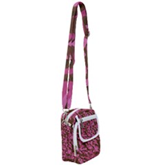 Pink And Brown Camouflage Shoulder Strap Belt Bag by SpinnyChairDesigns