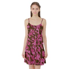 Pink And Brown Camouflage Satin Night Slip by SpinnyChairDesigns