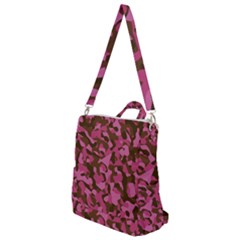 Pink And Brown Camouflage Crossbody Backpack by SpinnyChairDesigns