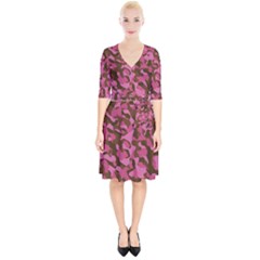 Pink And Brown Camouflage Wrap Up Cocktail Dress by SpinnyChairDesigns