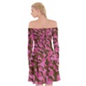 Pink and Brown Camouflage Off Shoulder Skater Dress View2