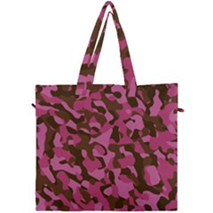 Pink And Brown Camouflage Canvas Travel Bag by SpinnyChairDesigns