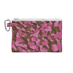 Pink And Brown Camouflage Canvas Cosmetic Bag (medium)