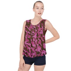 Pink And Brown Camouflage Bubble Hem Chiffon Tank Top by SpinnyChairDesigns