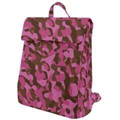 Pink And Brown Camouflage Flap Top Backpack by SpinnyChairDesigns