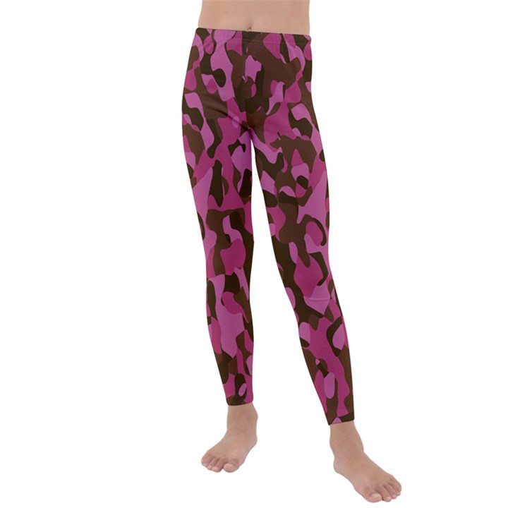 Pink and Brown Camouflage Kids  Lightweight Velour Leggings