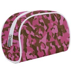 Pink And Brown Camouflage Makeup Case (large) by SpinnyChairDesigns