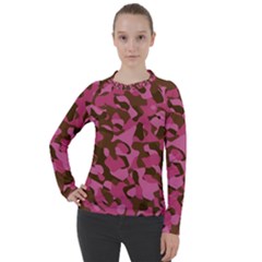 Pink And Brown Camouflage Women s Pique Long Sleeve Tee