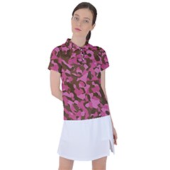 Pink And Brown Camouflage Women s Polo Tee