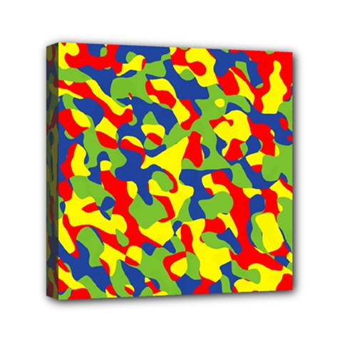 Colorful Rainbow Camouflage Pattern Mini Canvas 6  X 6  (stretched) by SpinnyChairDesigns