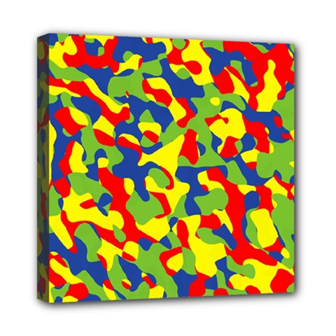 Colorful Rainbow Camouflage Pattern Mini Canvas 8  X 8  (stretched) by SpinnyChairDesigns