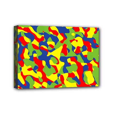 Colorful Rainbow Camouflage Pattern Mini Canvas 7  X 5  (stretched) by SpinnyChairDesigns