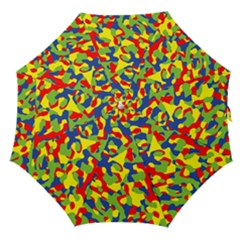 Colorful Rainbow Camouflage Pattern Straight Umbrellas by SpinnyChairDesigns