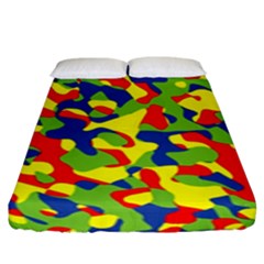 Colorful Rainbow Camouflage Pattern Fitted Sheet (king Size) by SpinnyChairDesigns