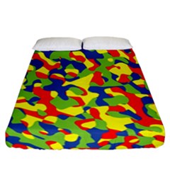 Colorful Rainbow Camouflage Pattern Fitted Sheet (california King Size) by SpinnyChairDesigns